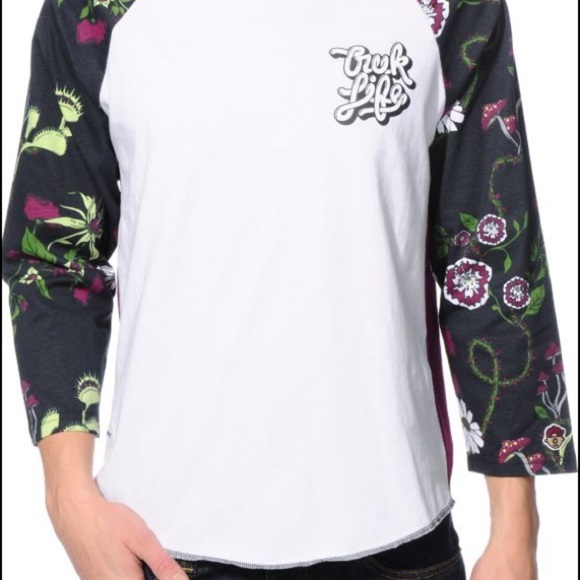 Truk fit fly trap white raglan baseball T-shirt Large - Picture 1 of 10